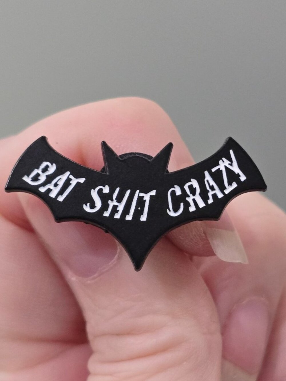 Artisan Bat Shit Crazy Black Spooky Bat Enamel Pin Halloween Gothic Sarcastic